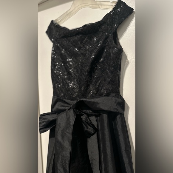 Adrianna Papell Sequin off Shoulder High Low Gown - Picture 5 of 7